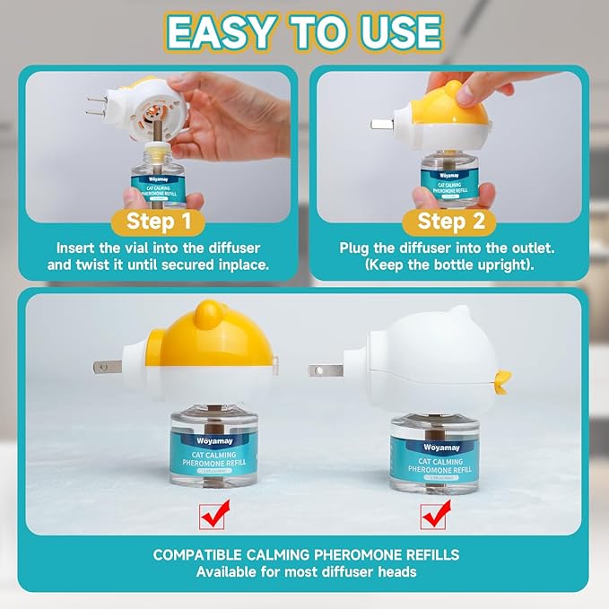 Cat Calming Diffuser Refills - 6 Pack Cat Pheromones Calming Diffuser for Cat Anxiety Relief, Cat Pheromone Diffuser, 180 Days Pheromone Diffuser to Calm Cats, Fits All Common Diffuser Heads