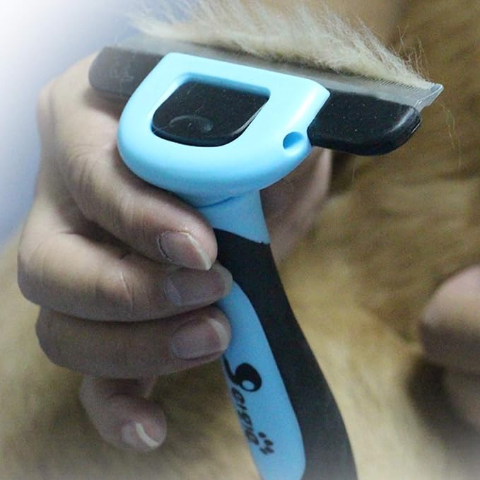 Effective Deshedding Brush and Large Dog Comb - Professional Grooming Tools for Dogs and Cats to Reduce Undercoat Shedding