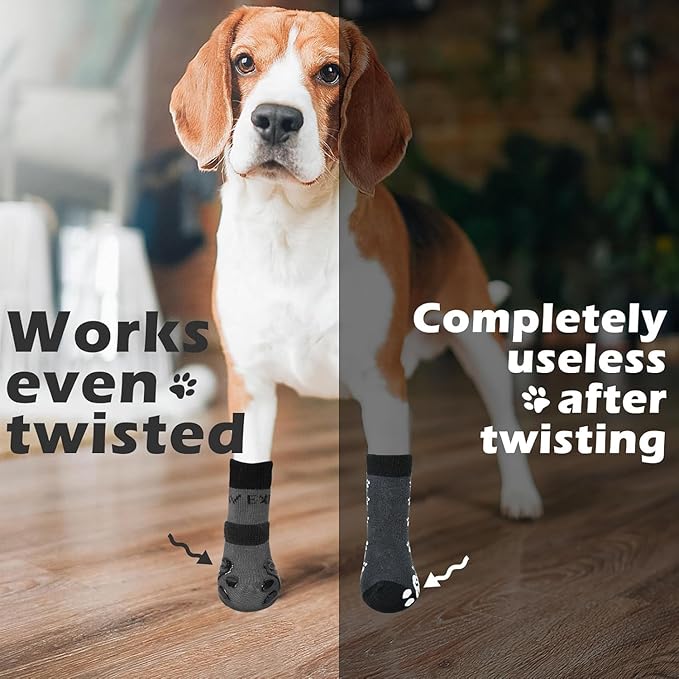 EXPAWLORER Anti Slip Dog Socks to Prevent Licking Paws, Dog Shoes for Hot Pavement, Dog Booties for Small Medium Large Senior Dogs, Traction Control Boots & Paw Protectors for Hardwood Floors