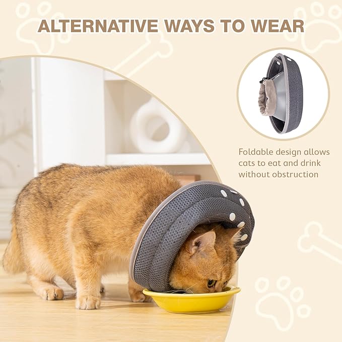 Avont Cat Cone Collar Soft to Stop Licking, Adjustable Foldable Lightweight Kitten Recovery Collar After Surgery for Small Dogs, Elizabeth Cone of Shame Alternative -Darkgrey(L)