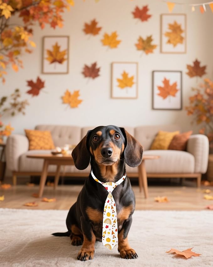 PET SHOW 10 Pack Fall Dog Ties Neckties for Large Medium Dogs Pumpkin Maple Leaf Adjustable Neck Ties Girl Boy Pets Autumn Costumes Dog Holiday Grooming Accessories Wedding Party Gift Favor