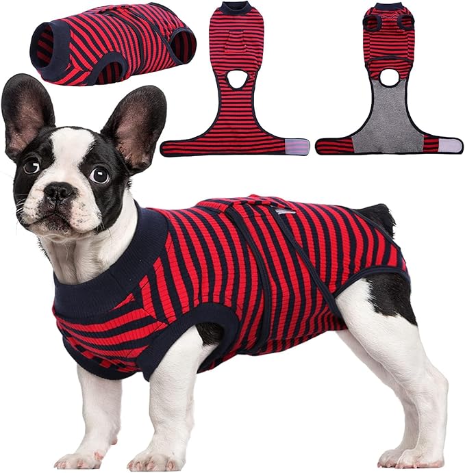 Kuoser Recovery Suit for Dogs Cats After Surgery, Professional Pet Recovery Shirt Dog Abdominal Wounds Bandages, Substitute E-Collar & Cone,Prevent Licking Dog Onesies Pet Surgery Recovery Suit