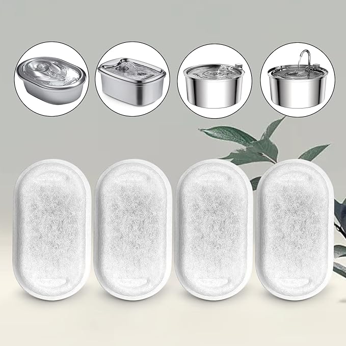 Cat Water Fountain Filters for 108/3.2L& 67oz/2L Stainless Steel Pet Water Dispenser Fountain Filters,12 Cat Fountain Filter Replacement with 12 Sponges