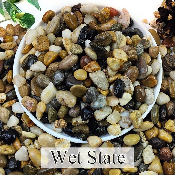 20lbs Natural River Rocks for Plants, 3/8" Aquarium Gravel Decorative Polished Mixed Pebbles for Fish Tank, Gardening, Flower Pots, Vase Fillers, Indoor Water Fountains, Landscaping
