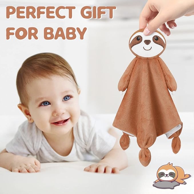 Pro Goleem Sloth Security Blanket Soft Loveys for Babies for Boys and Girls Newborn Lovie Infant Blankie Sloth Baby Stuff Baby Snuggle Toy Stuffed Animal Baby Gifts 14 Inch