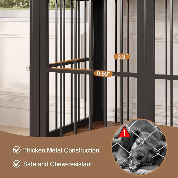 39.4" Dog Crate Furniture for Medium and Large Breed, Dog Kennel Furniture with Storage Shelf & Lockable Wheels, Heavy Duty Wooden End Side Table Pet Cage Indoor, Chew-Resistant, Brown