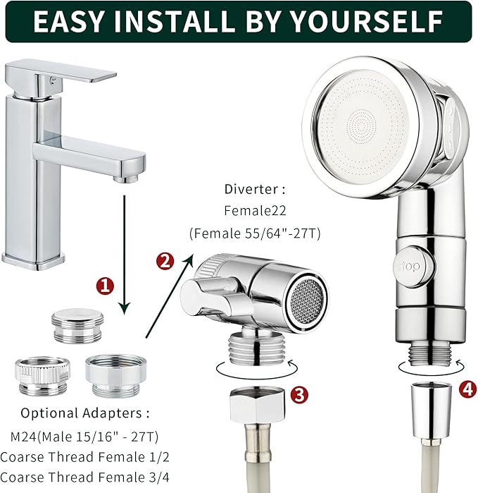 ZCONIEY Sink Faucet Sprayer Attachment Hair Pet Rinser Showerhead with Stop Water-saving Function