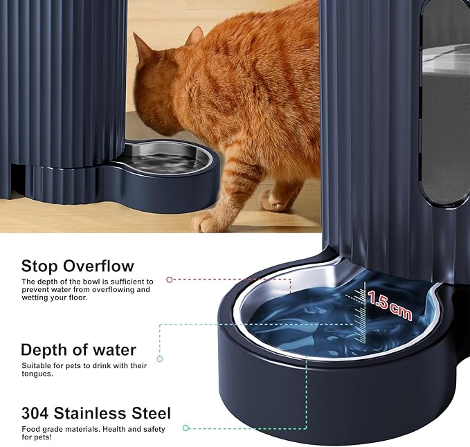 Gardner Pet Automatic Gravity Cat Food Feeder and Water Dispenser Stainless Steel Two-in-One Set Large Capacity Dispenser for Pets Dogs, Puppies, Kittens