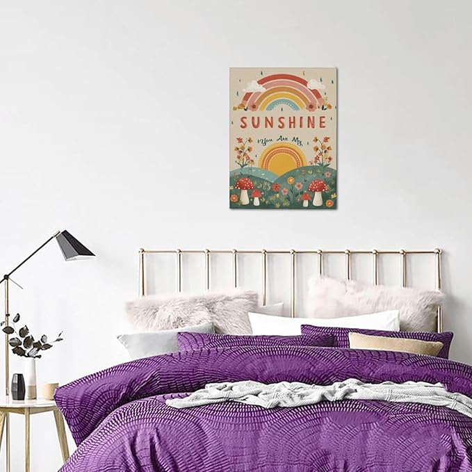 You Are My Sunshine Inspirational Canvas Wall Art Motivational Encouragements Wall Decor First Communion Gifts for Girls Boys Toddler Teens Pictures Painting Print Artwork Framed Decorations Nursery Dorm Bedroom 12"x16"