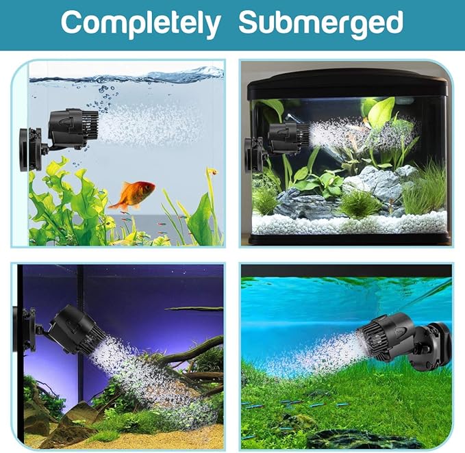 AQQA Wave Maker Pump, 530GPH Aquarium Circulation Pump 360 Degree Rotatable Submersible Powerhead Pump with Magnet Suction Base for Marine and Freshwater Aquariums（3W)