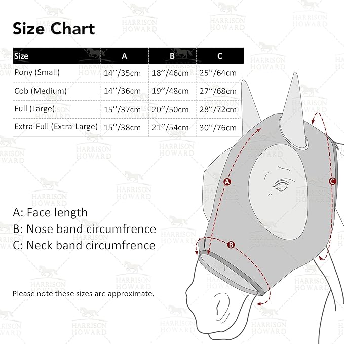 Harrison Howard Super Comfort Stretchy Fly Mask Large Eye Space with UV Protection Soft on Skin with Breathability Geo Feather M