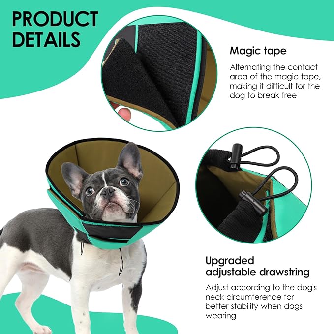 Soft Dog Cone for Large Dogs, Cone for Dogs to Stop Licking, Breathable Pet Surgery Collar Cone for Extra-Large Pets, Green XL