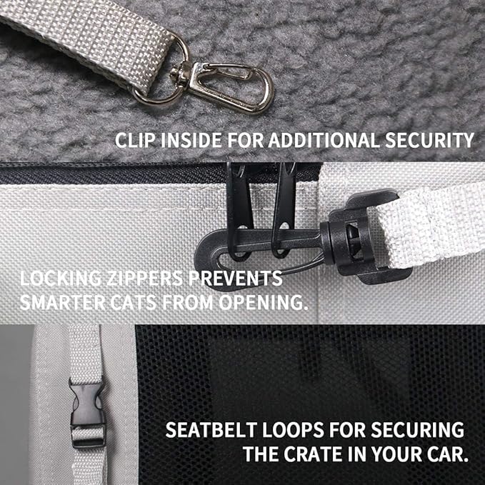Extra Extra Large Cat Carrier Soft Sided, Portable Small Dog Carrier for 2 Cats, 24"x16.5"x16" Car Travel Folding Comfortable Design with Litter Box and Bowls, Grey+ Litter Box+ Bowl*2
