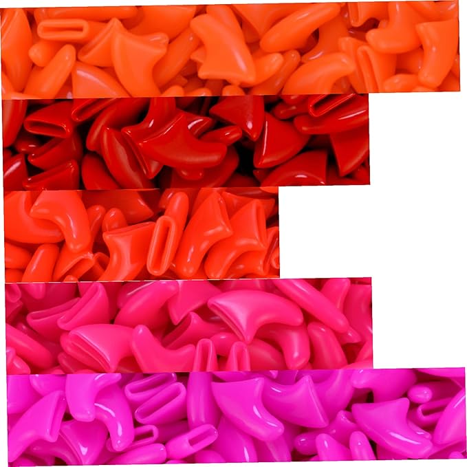 zetpo 100 pcs Cat Nail Caps | Cat Claw Covers | with Adhesives and Applicators (L, Orange, Red, Neon Red, Bright Pink, Rose)