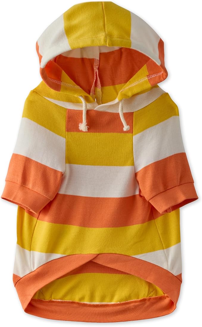 Rocky – The Orginal Lightweight Hooded TEE 100% Organic Cotton Dog Hoodie Pet Coat Sweater for Small, Medium, Large Dogs, Candy Corn, X-Small