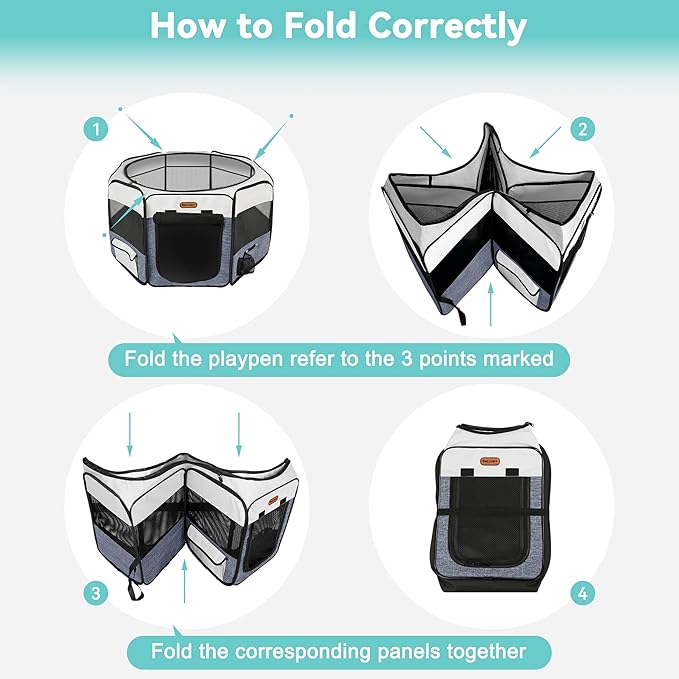 Dog Playpen, Portable Pet Play Pen Foldable Carrying Case, Puppy Pens Outsid for Small Cat Indoor/Outdoor, Removable Mesh Shade Cover