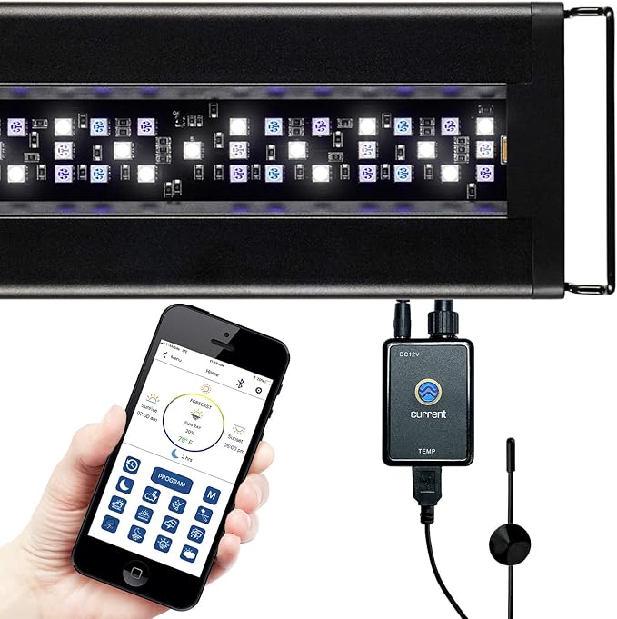 CURRENT USA 48"-60" Inch Orbit Marine LED Saltwater Reef Marine Aquarium Light with Bluetooth App Control | Wireless Lighting & eFlux Wave Pump Control for Fish Tank (4203)