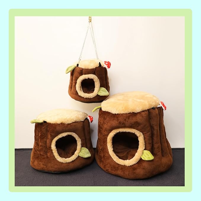Guinea Pig Hideout Hamster Cage Accessories,Stump Style Soft Washable Hedgehog,Ferret,Rat Hammock for Cage,Chinchilla,Ferret, Bunny Bed,Small Animal Houses & Habitats(L)