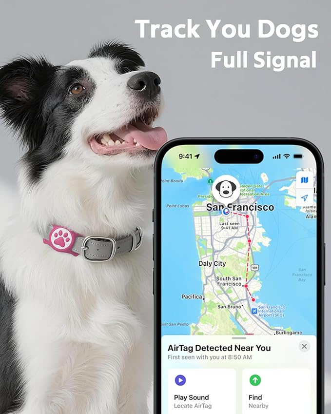IP68 Waterpoof Dog Airtag Holder, Stretchy Silicone Full Body Covered Apple Air Tag Holder for Dog Cat Collar Fit All Width Collar (Rose, 1 Pack)