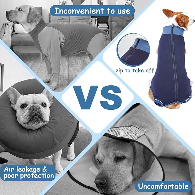 Breathable Dog Surgery Recovery Suit for Male/Female, Professional Dog Recovery Onesie with Zipper After Spay Abdominal Wounds, Anti Licking Cone E-Collar Alternative for Small Medium Large Dog