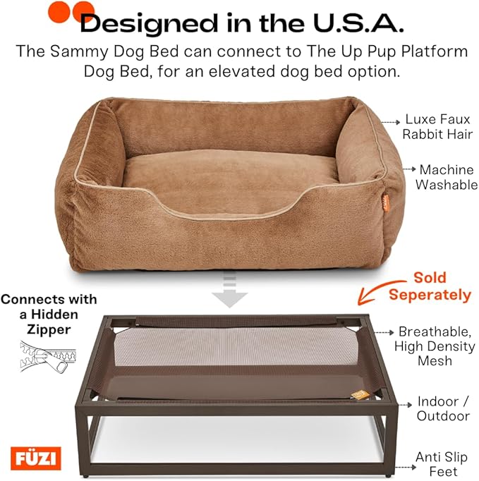FUZI Luxury Aesthetic Dog Bed with Extra Cover for Large Dogs, Washable Pet Couch, Pet Bed with Sides, Non-Slip Bottom, Soft and Durable Calming Dog Bed, Faux Fur, Large 35.6x28.5x9.5 Soft White