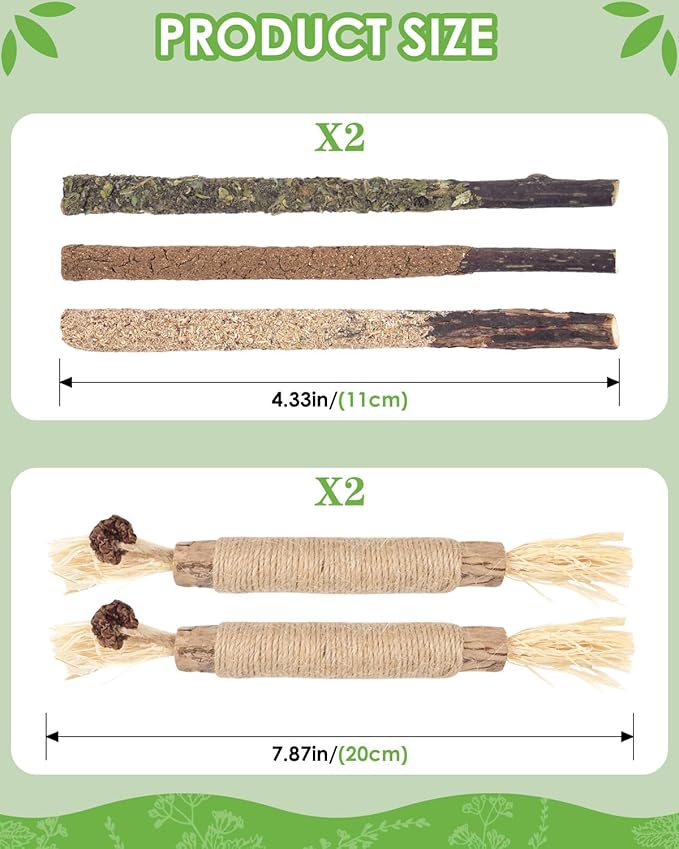 Silvervine Chew Sticks for Cats, 10 Pack Natural Catnip Chew Toys for Kittens Teeth Cleaning, Matatabi Dental Care, Increase Appetite, Calm Cat Anxiety and Stress, Aggressive Chewers Cat Dental Toy