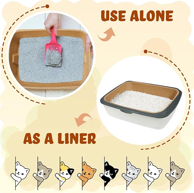 Tessco 5 Pack Small Disposable Litter Box Kitten Disposable Cat Litter Tray 16.1 x 11.2 x 3.7 Inch Paper Box for Indoor Outdoor Small Animals Cat, Hamster, Guinea Pig, Mice, Bunny and More
