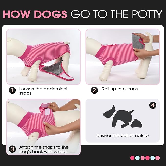 FUAMEY Recovery Suit for Dogs After Surgery,Soft Breathable Dog Bodysuit E-Collar & Cone Alternative Surgical Suit,Male Female Dog Neuter Spay Suits Anti Licking Wounds Onesie Rose Stripes XXL
