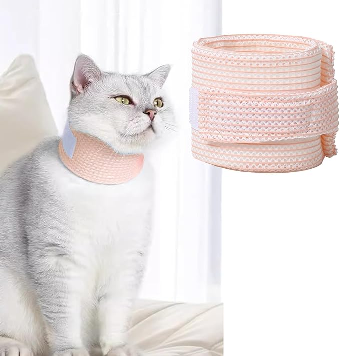 Cat Neck Brace Cover - Breathable & Adjustable Elizabethan Collar for Post-Surgery Recovery Anti-Scratch Anti-Lick Protection, Cervical Cone for Small Medium Large Dogs Puppies Kittens (Large,Pink)