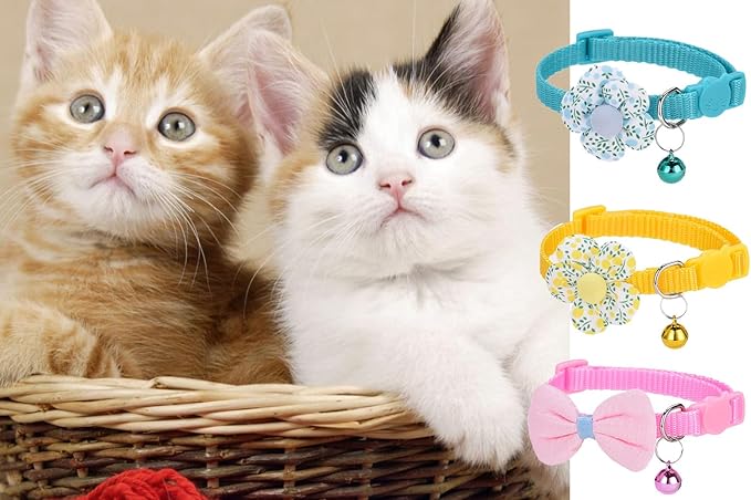 16 PCS Cute Cat Collars Breakaway with Bell for Boy Cats and Girl Cats Gifts (#5-Multicolor Plaid)