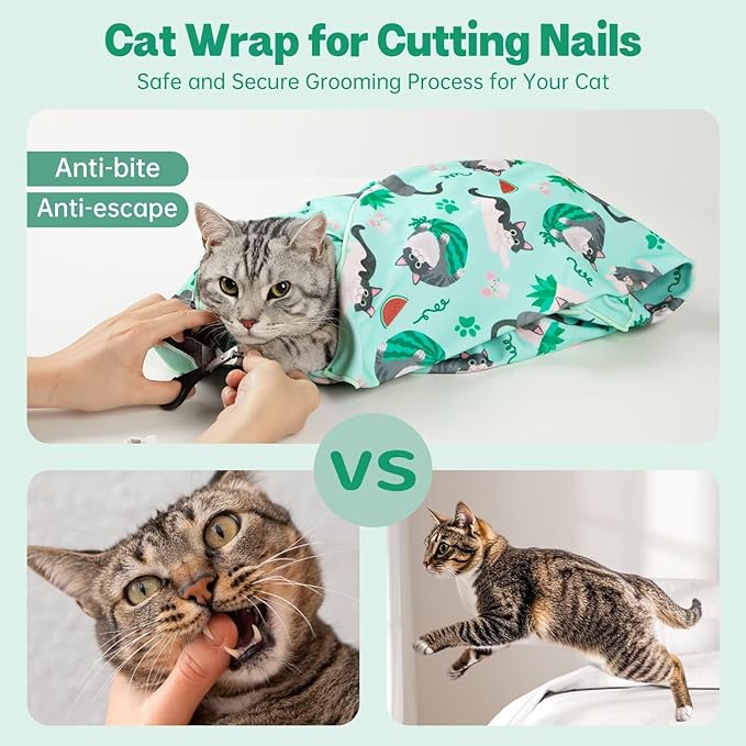 Paw Legend 21.7" Cat Wrap for Grooming Cat Wrap for Cutting Nails Cat Restraint for Nail Clipping Self Adhesive Blanket Restraint Cloth for Cats Within 6lbs