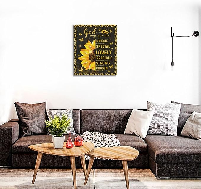 Christian Sunflower Bathroom Pictures Wall Art, Bible Verse Bathroom Wall Decor for Bedroom Office Wall Decorations for Bathroom Living Room Painting Artwork Modern Poster Prints 24"L x 20"W
