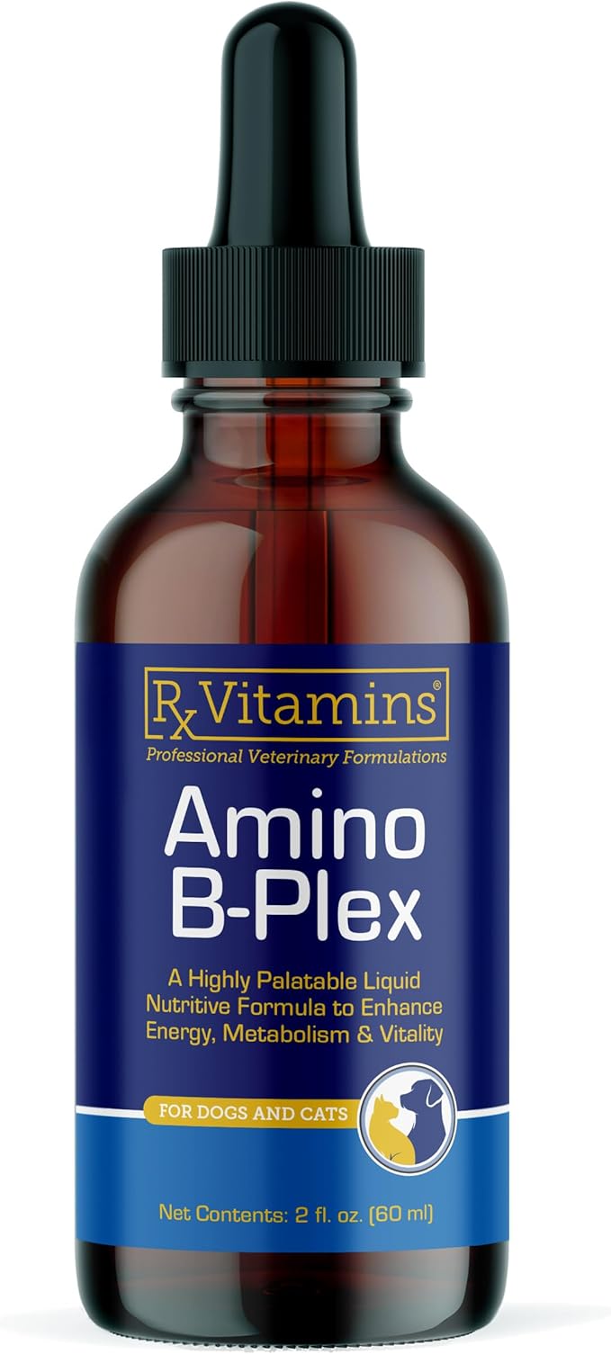 Rx Vitamins Amino B Plex Cat & Dog Supplement - Vitamin B Complex Liquid Plus Amino Acids for Dogs & Cats - Appetite Booster and Weight Gainer Cat & Dog Vitamins - 2 oz