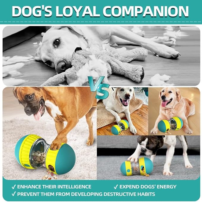 Dog Puzzle Toys, Rolling Treat Dispensing Ball, Brain Stimulation & Slow Feeder, Dog Enrichment Toys to Keep Them Busy (Green)