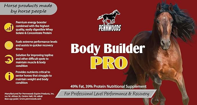 Body Builder Pro, Horse Weight Gain Supplement, Premium High Fat Energy Booster, with Whey Isolate and Concentrate Protein, 4lb Bag
