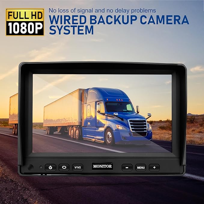 Backup Camera for Truck RV,Back up Camera with Screen Kit HD 1080P 7inch Reverse Monitor,Rear View Cameras for Trailer, Bus/Tractor/Vehicle with 170 Degree,IP69K Waterproof,IR Night Vision.