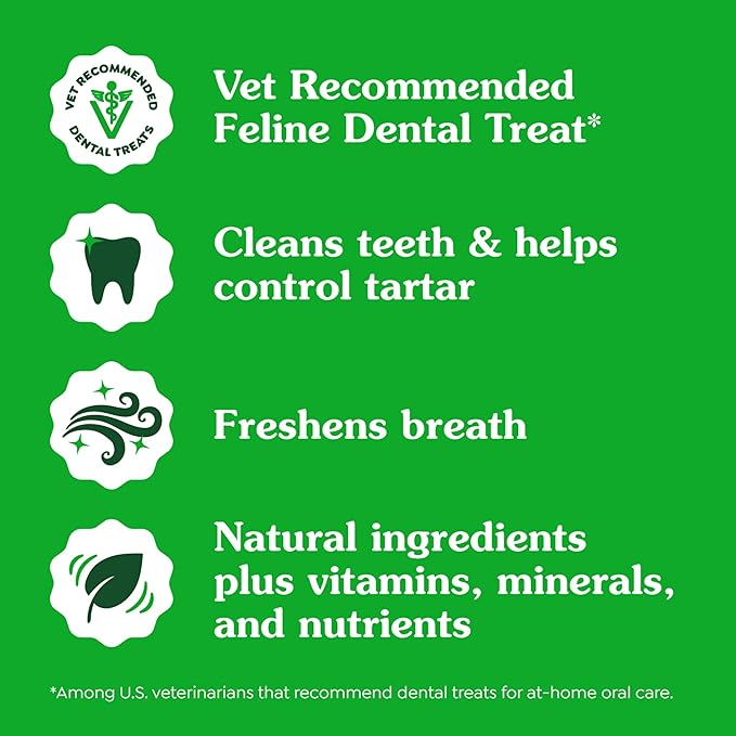 Greenies Feline Adult Dental Cat Treats, Oven Roasted Chicken Flavor, 9.75 oz. Tub