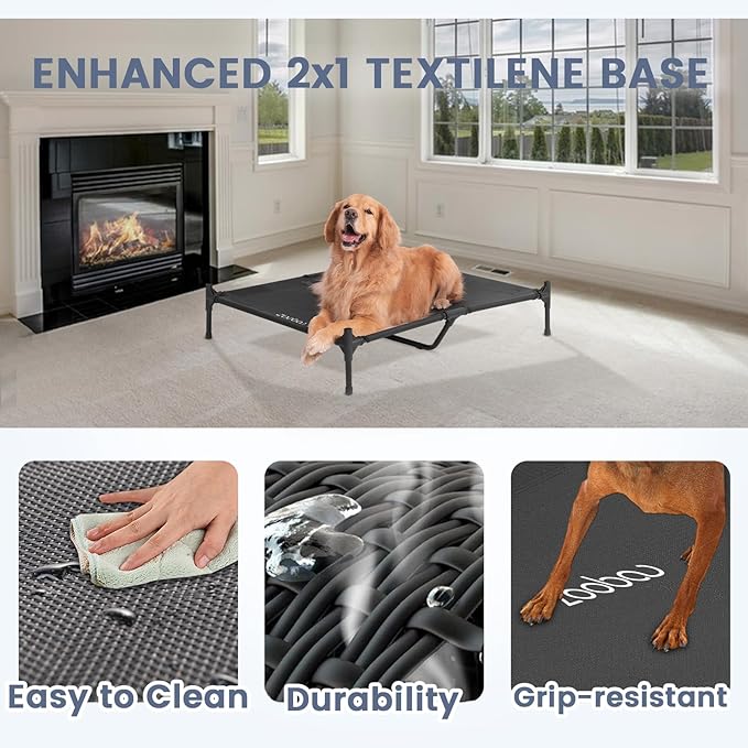 42" 2-in-1 Dog House for Medium Dogs, Elevted Dog House Outdoor/Indoor, Puppy Shelter Outside,Water Resistant 600D PVC and Durable 2x1 Textilene Raised Dog Bed(Blue)