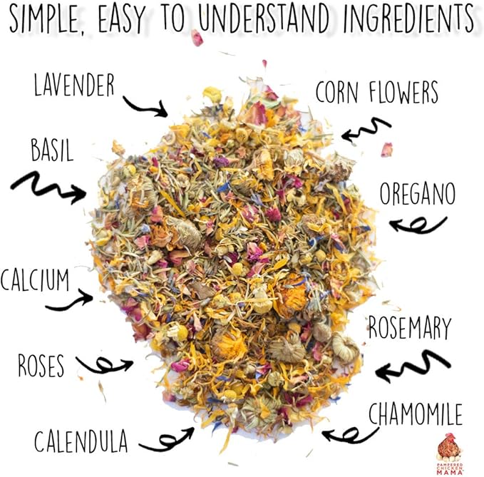 Pampered Chicken Mama Best Eggs Ever! Nesting Herbs for Chickens (1.25 Pounds) Calcium Supplement for Chickens | Chicken Feed Supplies, Hen Treats for Coops