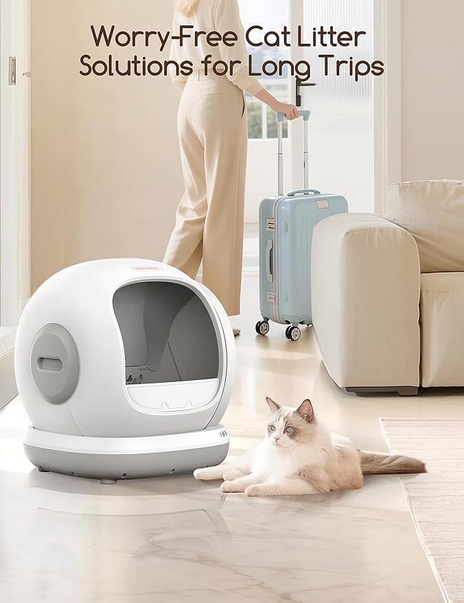 Meowant Self Cleaning Litter Box, Automatic Litter Box Self Cleaning with APP Control, 75L Extra Large Open Low Entry Smart Cats Litter Boxs for Multi-Cat Compatible Senior Cats Large Cats