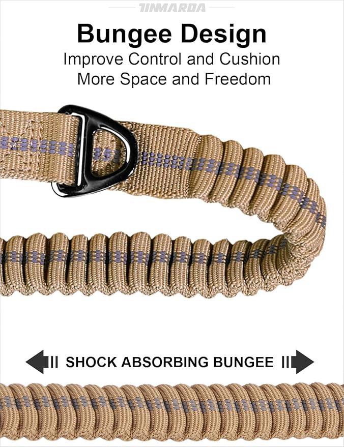 Dog Leashes for Medium Large Dogs Heavy Duty, 4-6FT Shock Absorbing No Pull Dog Leash with Advanced Easy Metal Clip, 2 Comfortable Padded Handles (Coyote Brown)