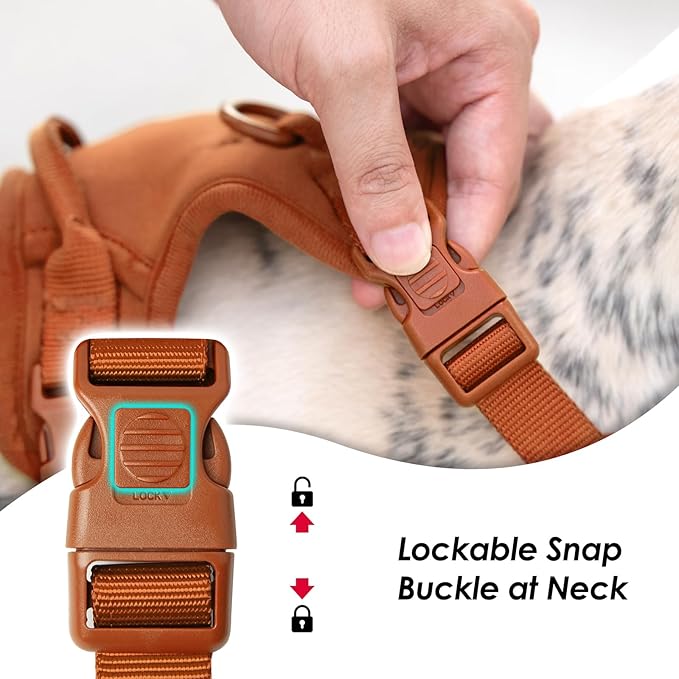 No Pull Dog Harness, Puppy Vest with Front Clip for Small Medium Large Sized Dog(Carmel Brown,L)