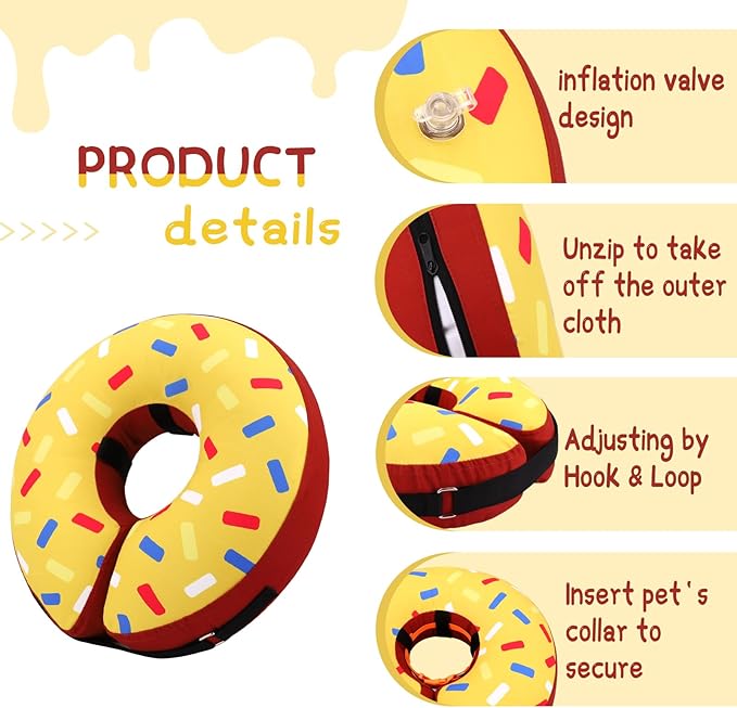 Supet Inflatable Dog Cone Alternative, Neck Donut Collar Recovery E Collar for Neuter, Soft Cone for Small Medium Large Dogs 0520