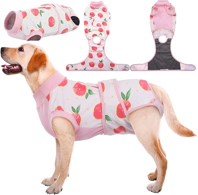 Kuoser Dog Surgery Recovery Suit, Dog Recovery Suit Male Neuter, Soft Female & Male Pet Surgery Wear, Breathable Pet Healing Garment for Post-Procedure Care, Pink XXL