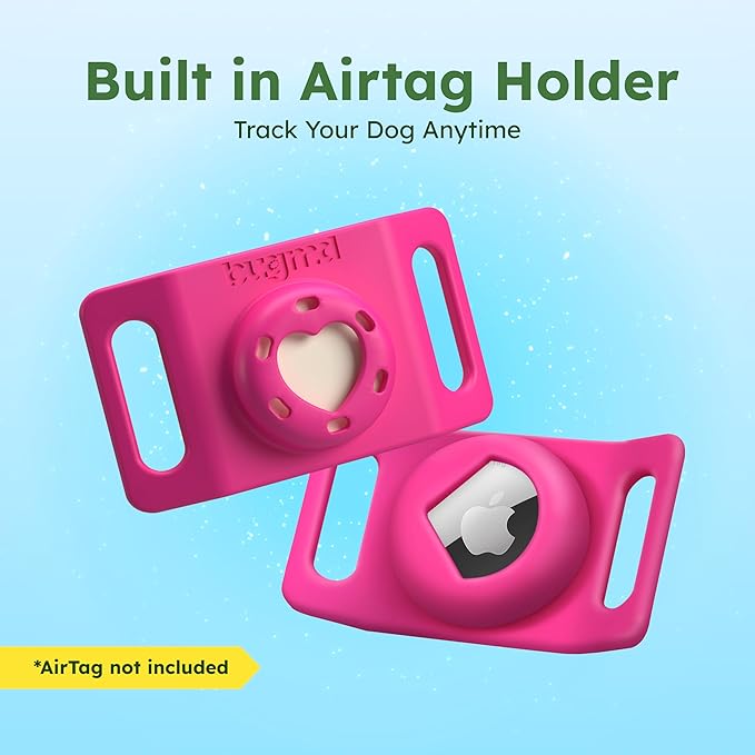 BugMD Paw Guardian Flea and Tick Prevention Pendant for Dogs with AirTag Holder | Plant-Powered Flea & Tick Control for Dog Collars Harnesses | Dog Tag with Air Tag Holder - Pink