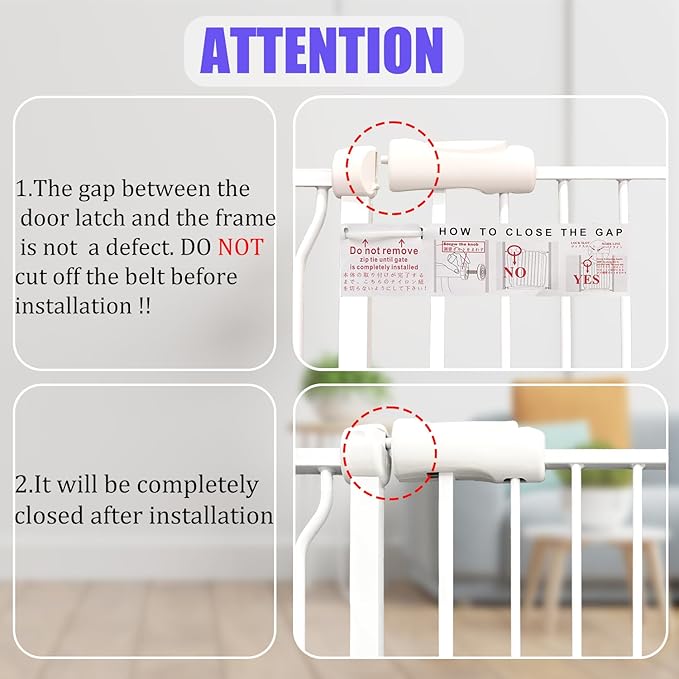 Extra Wide Baby Gate 53-57.5 Inch, Tension Mounted No Drilling, Auto Close Indoor Safety Gate for Stairs & Doorways - Metal Design for Kids and Pets, White