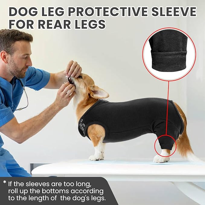 Nanaki Dog Wound Care Shirt, Dog Leg Sleeve To Stop Licking Rear Leg And Abdomen, Doggy Surgery Suit Female Spay,Doggy Onesie For Surgery Female Male, Pet Surgical Recovery Suit Pet Wound Heal Clothes