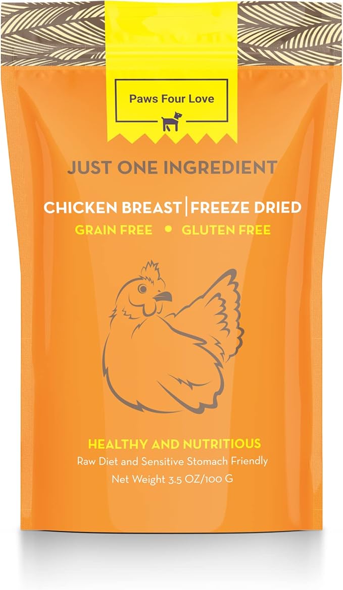 Organic Freeze Dried Dog & Cat Treats - Single Ingredient, Grain Free Food Toppers for Healthy Pets, No Fillers or Preservatives (1 Bag, Chicken)