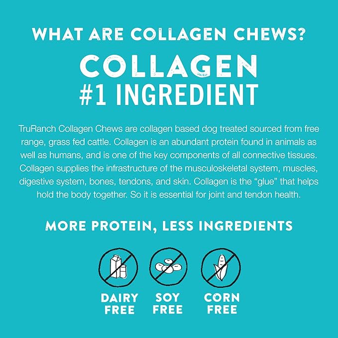 4-5" Collagen Bones, Bully - Collagen Dog Bones - Long Lasting Healthy Joint Support Dog Treat - Rawhide Alternative - Skin & Coat Health, 1 Bag, 4 Count