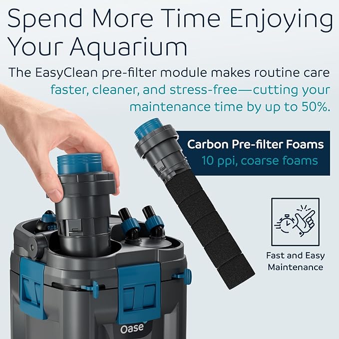 OASE BioMaster 2 Thermo 250 Canister Filter for Aquariums – External Aquarium Filter with Built-in Heater – EasyClean Pre-Filter, Quiet Operation – Freshwater & Saltwater, Up to 70 Gallons